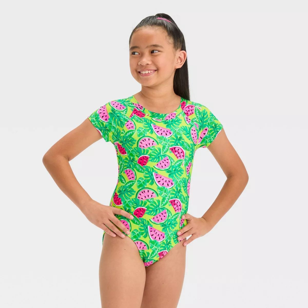 Girls' Tropical Melon Fruit Printed One Piece Rash Guard Swimsuit - Cat & Jack™ | Target