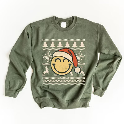S.W.Smiley Ugly Christmas Sweater Distressed - Women's Graphic Sweatshirt | Target