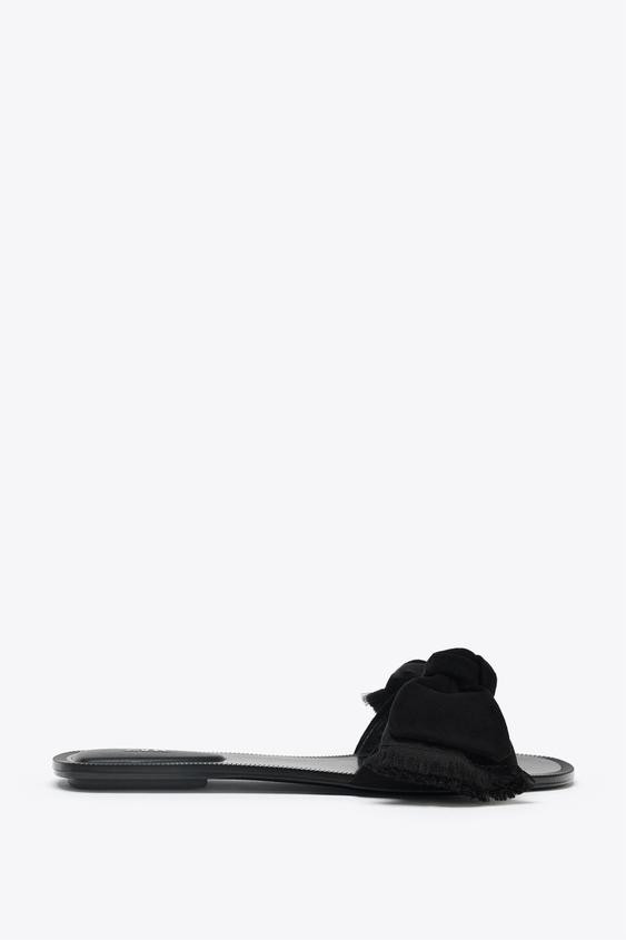 SPLIT LEATHER BOW SANDALS | Zara US