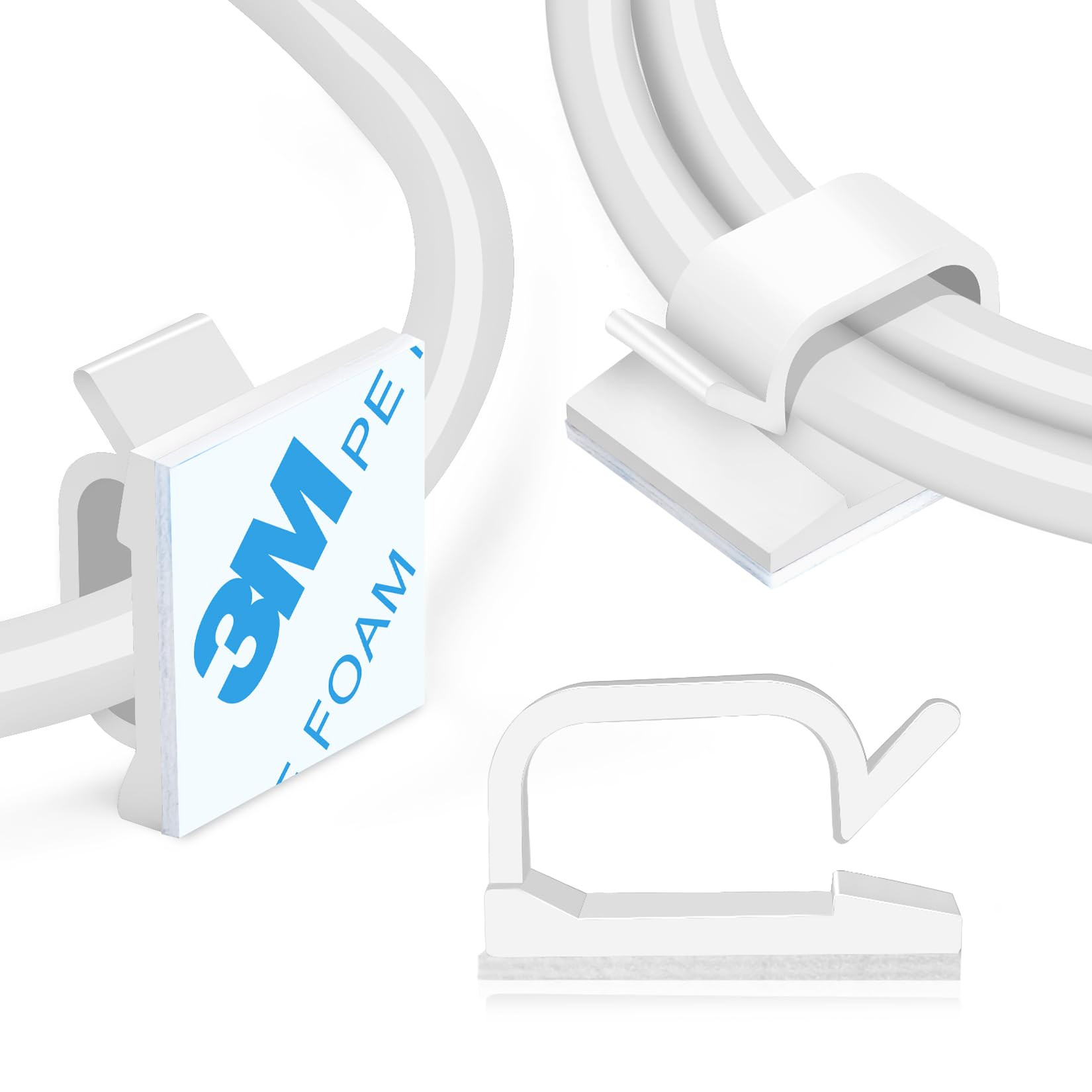 XHF 5/8” Adhesive Cord Clips White 60pcs, Outdoor Christmas Light Clips, Cable Management Stapl... | Amazon (US)