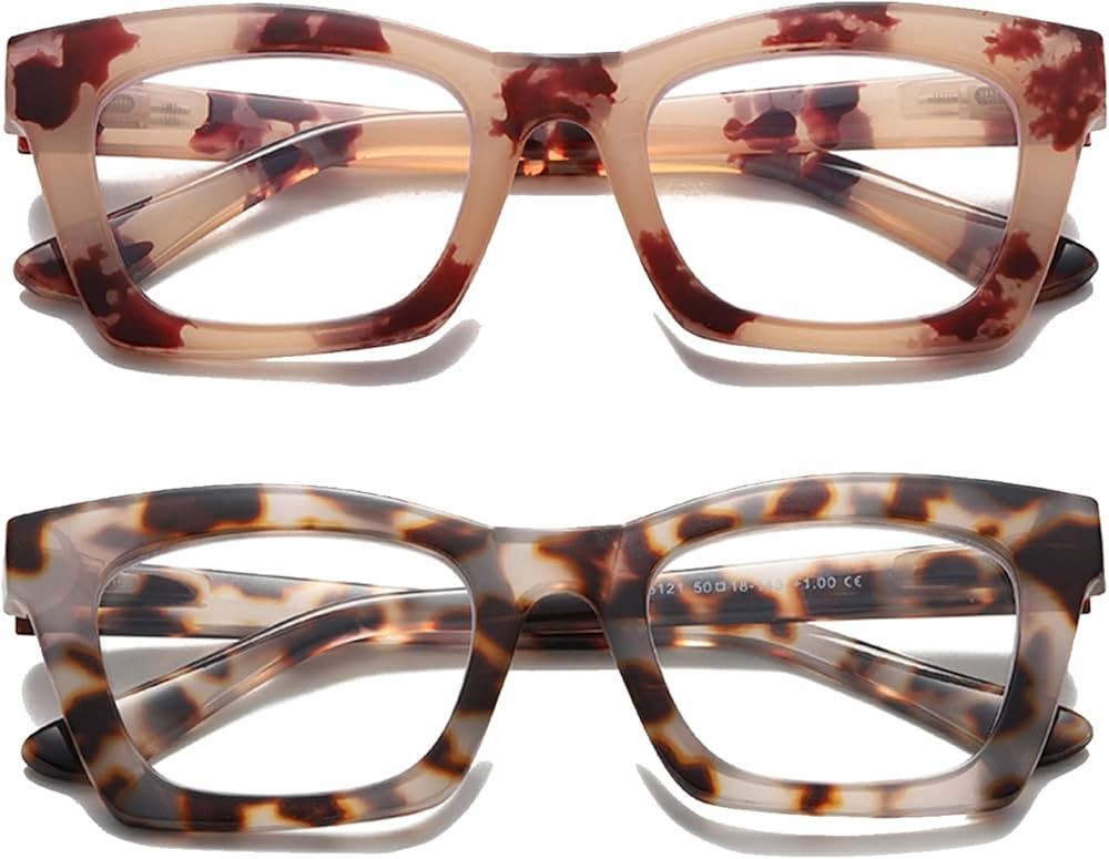Hubeye 2 Pack Retro Oversized Blue Light Blocking Glasses Computer Readers Cute Fashion Ladies Ey... | Amazon (US)