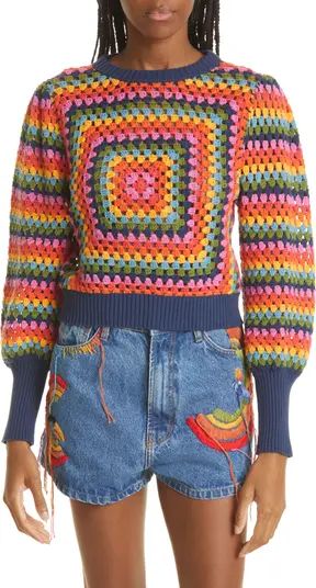 Sunset Stripes Crochet Crop Sweater | Nordstrom