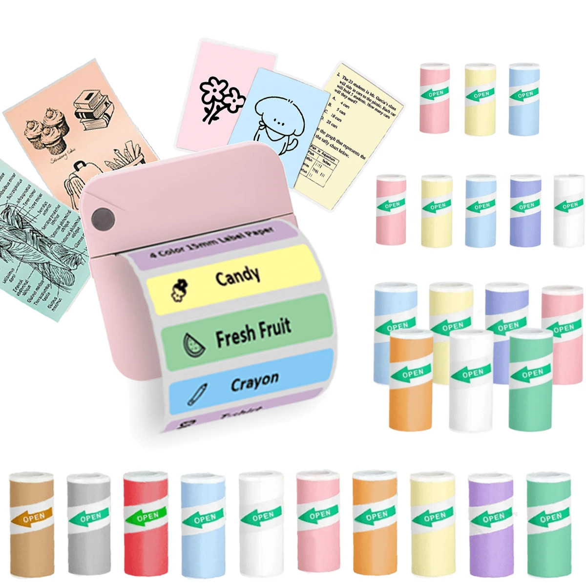 Mini stampante per adesivi, macchina per realizzare adesivi con rotoli di carta adesiva colorata,... | SHEIN
