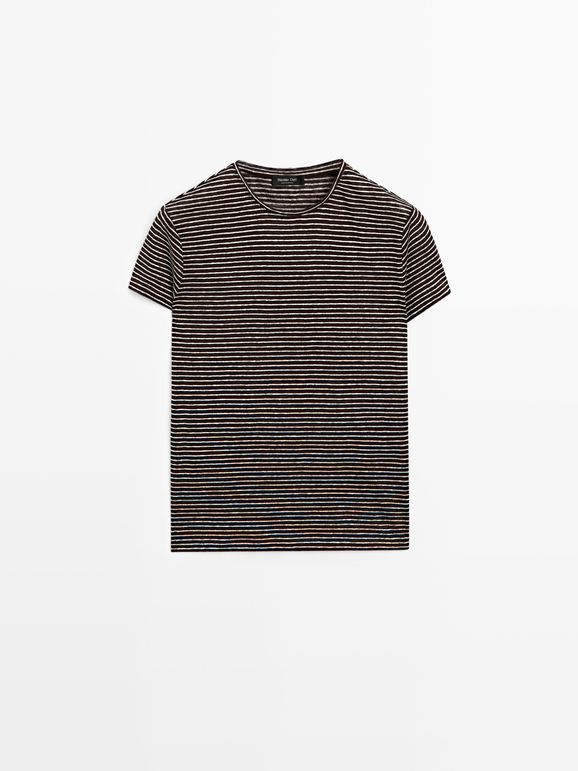 T-shirt rayé regular fit 100 % lin | Massimo Dutti FR