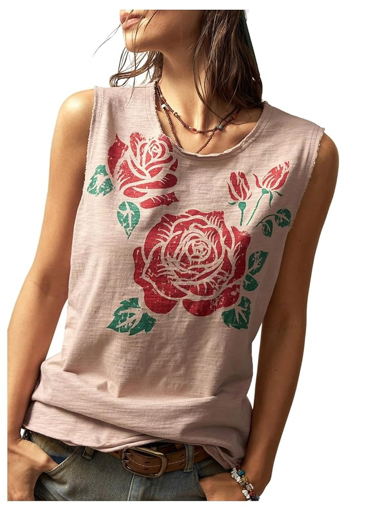 SOLY HUX Women's Floral Tank Tops Sleeveless Crewneck Casual Summer Vacation Top | Amazon (US)