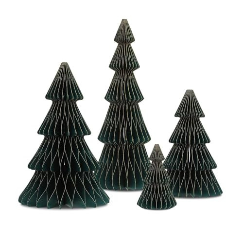 4pcs Paper Christmas Tree Set Honeycomb Christmas Trees Centerpiece for Table Folding 3D Xmas Trees Decorations Magnetic Design for Festive Home Decor | Amazon (US)