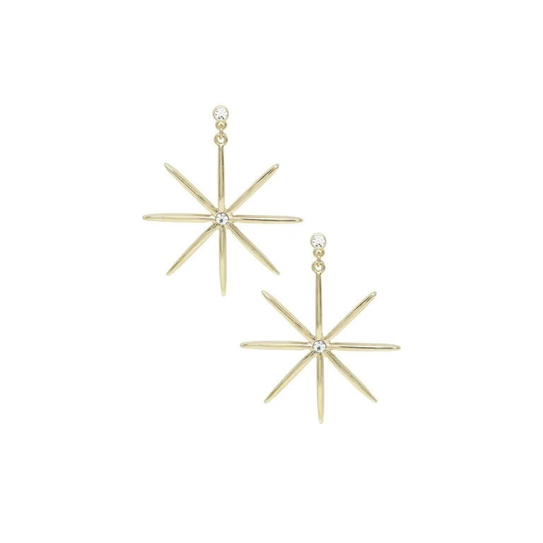 Ettika Women's Gold Tone & Clear Starburst Statement Earrings - Walmart.com | Walmart (US)