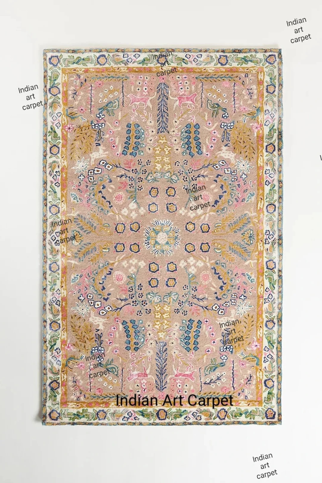 Anthro Rug Hand-tufted Avery Wool Area Rug Persian Designs Multi Pink Color High Quality Size , 5... | Etsy (US)