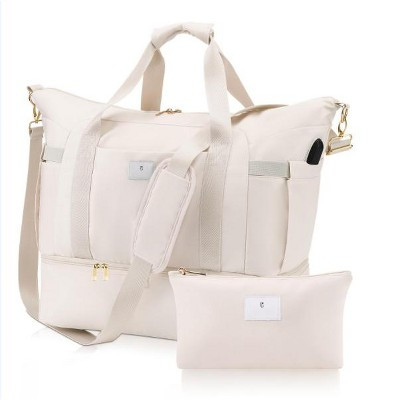 Narwey Weekender Bags for Women, Large Travel Duffel Bags with Shoe Compartment and USB Charging Port, Business Trip - Beige | Target