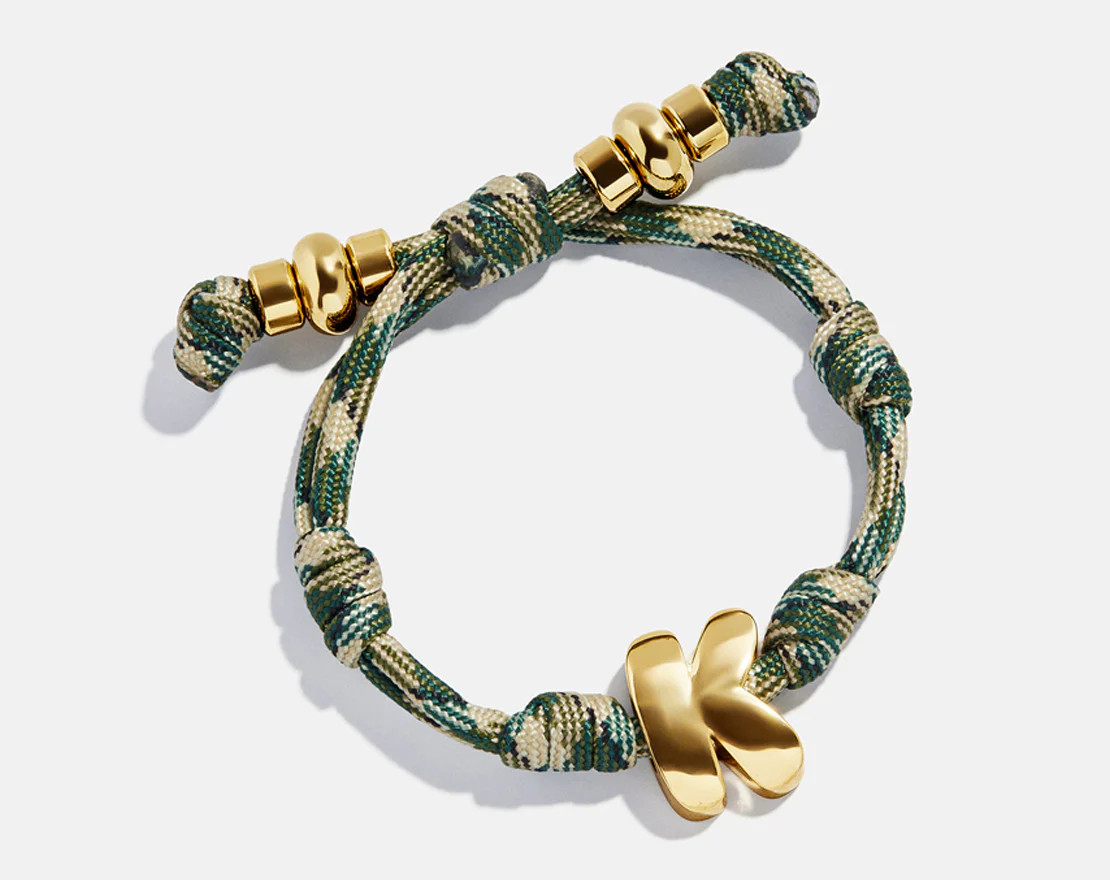 Knotty Initial Custom Bracelet - Camo Single Letter | BaubleBar