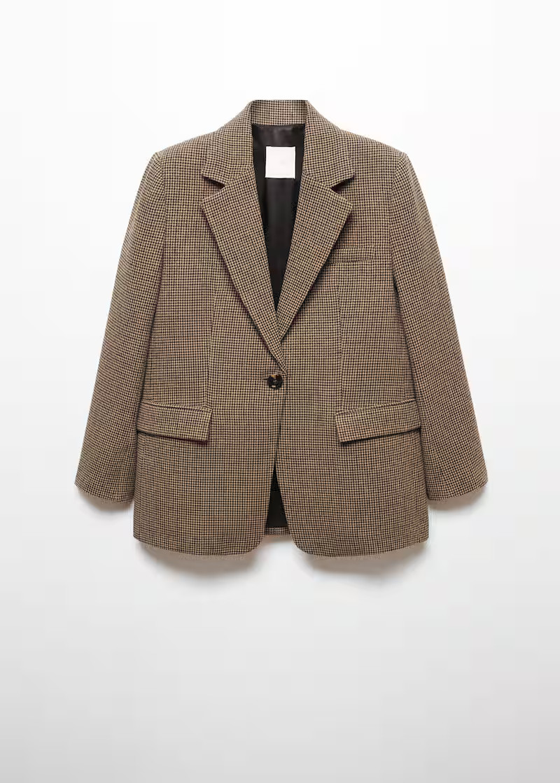 Lapels houndstooth suit blazer -  Women | Mango USA | MANGO (US)