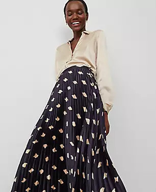 Geo Pleated Midi Skirt | Ann Taylor (US)