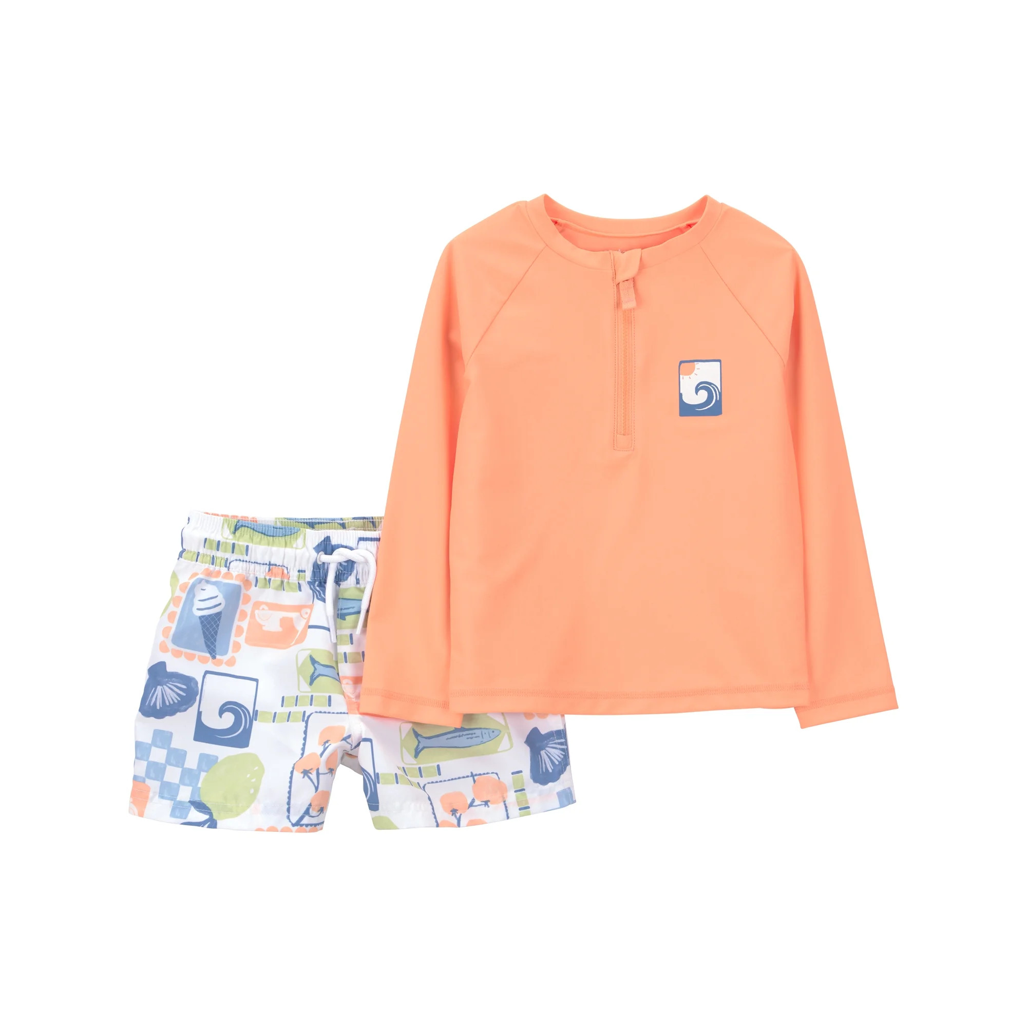 Carter's Child of Mine Toddler Boy Rash Guard Swimsuit Set, 2-Piece, Sizes 12M-5T | Walmart (US)