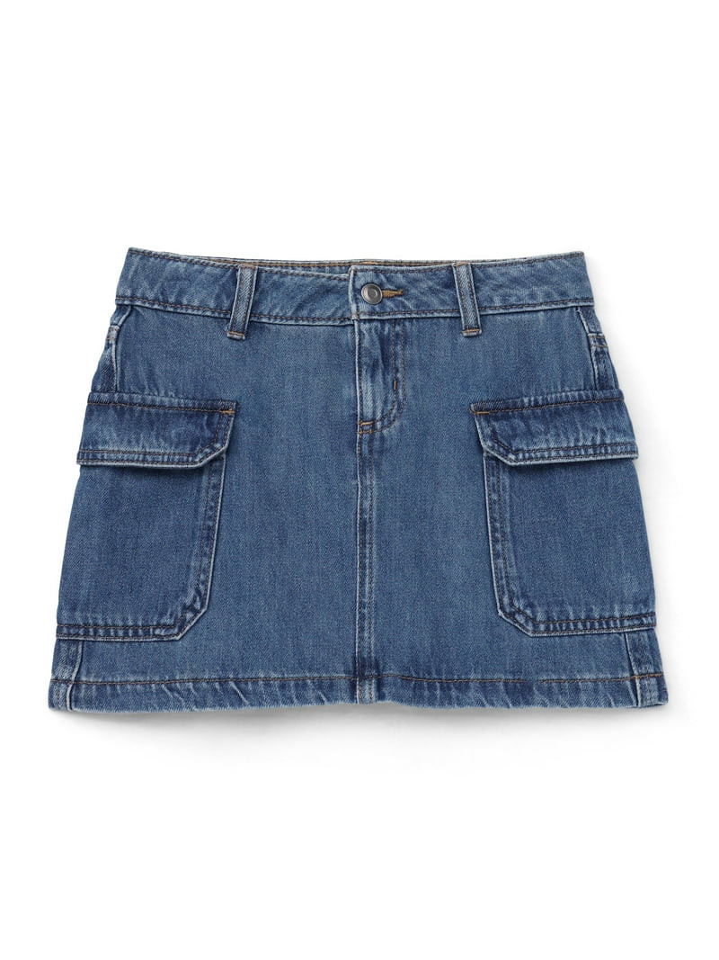 Wonder Nation Girls Denim Cargo Skirt, Sizes 4-18 - Walmart.com | Walmart (US)