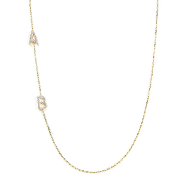 Diamond Asymmetrical Double Initial Necklace | Alexandra Beth