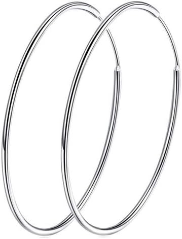 Chic 925 Sterling Silver Big Hoop Earrings Minimalist Round Circle Endless Large Huggie Hoops Sta... | Amazon (US)