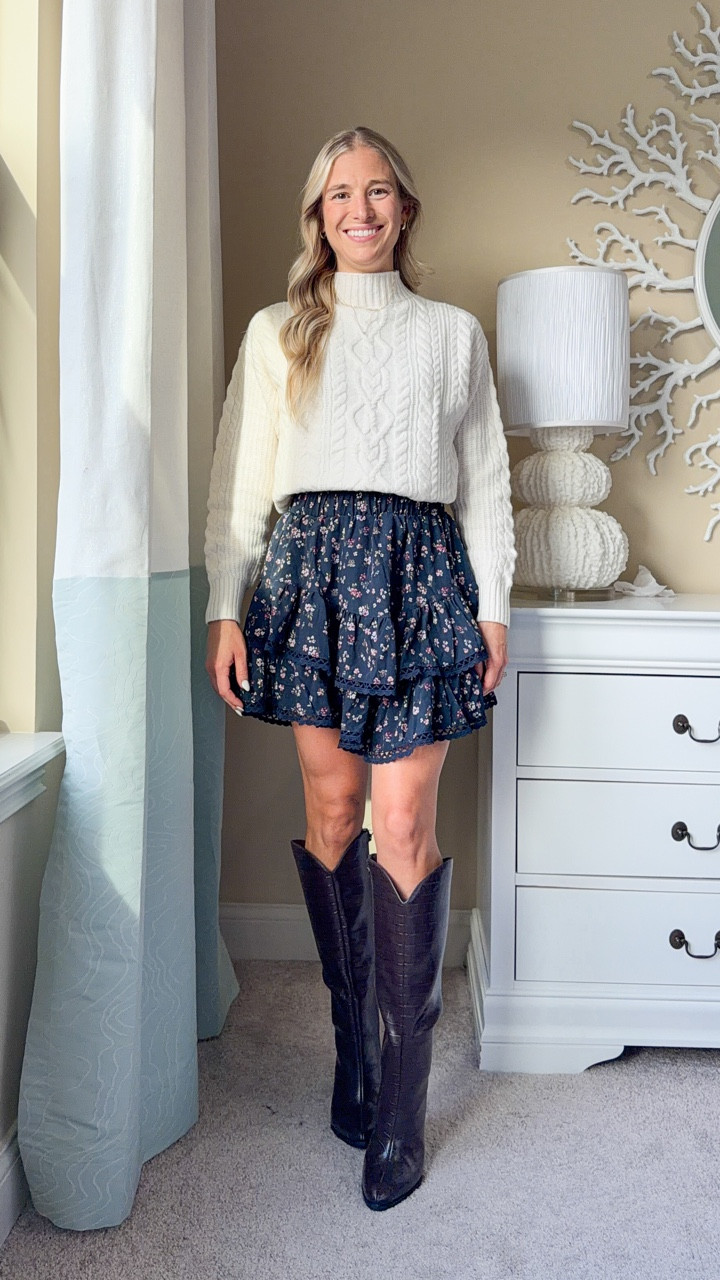 Early Black Friday deal at Target!! These chocolate boots are a best seller for a reason! And now 40% off!! Today only! Size up 1/2 size! 🤎 Perfect for a Thanksgiving or fall outfit!! This also happens to be my favorite sweater purchase of the season! It’s from @oldnavy and is so cozy!! 

target fall boots, target brown boots, chocolate brown boots, knee high boots, tall boots, target shoes, target black friday deals, target style, affordable fall boots, fall outfit, sweater outfit, thanksgiving outfit, fall fashion, target finds, fall style, cozy outfit, fall outfit inspo, neutral outfit, boots outfit, fall family photos, target sale, affordable style, target must haves, espresso brown. Skort outfit. Skirt outfit. Fall skirt outfit  

#LTKFindsUnder50 #LTKSaleAlert #LTKShoeCrush