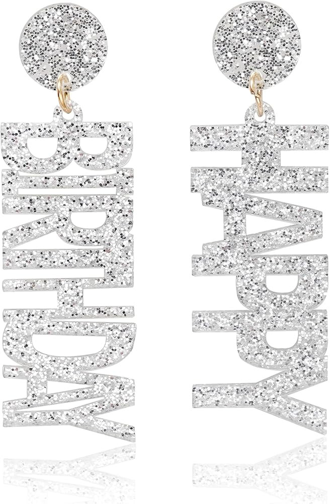 Happy Birthday Earrings Glitter Drop Dangle Earrings for Women | Amazon (US)