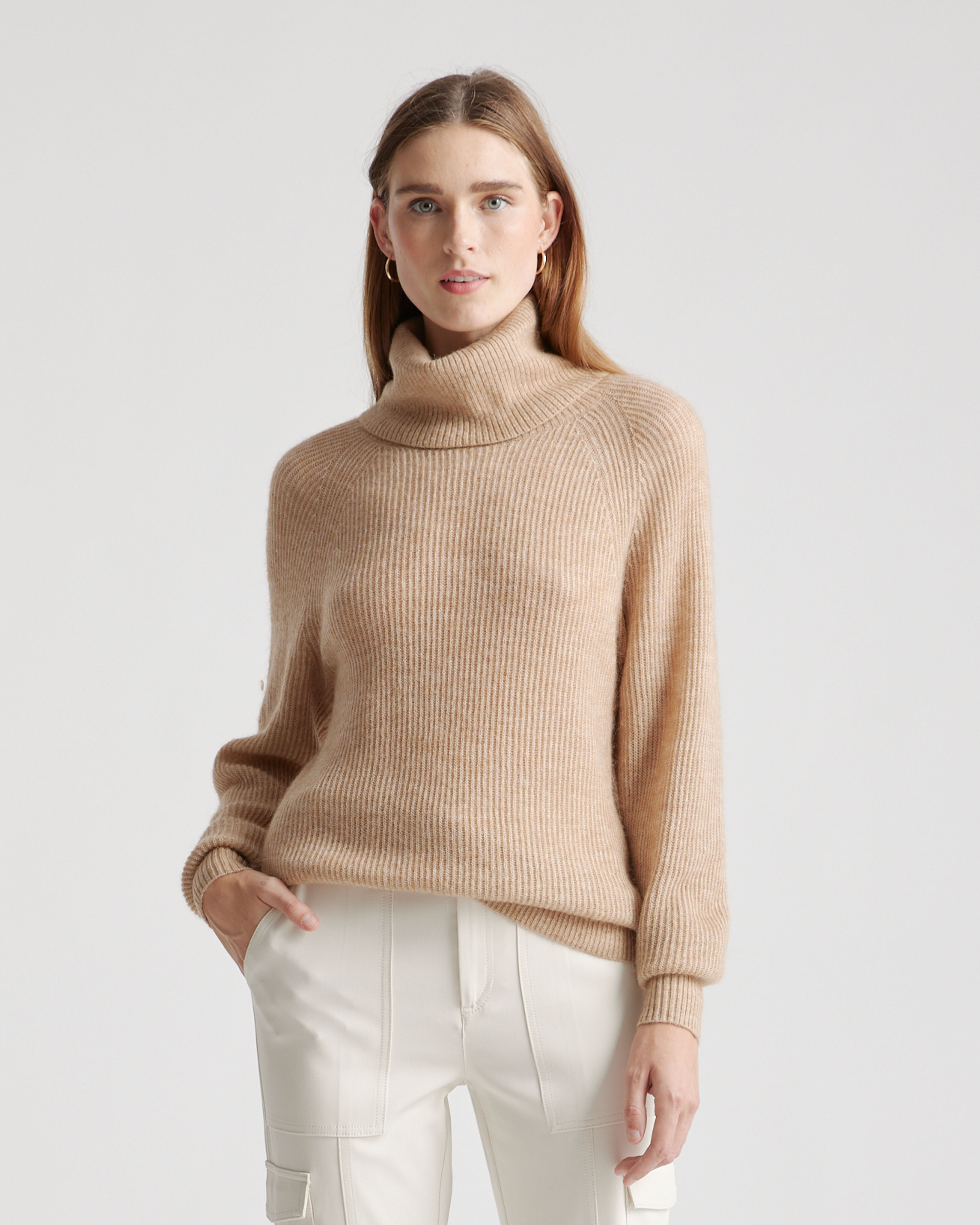 Quince | Women's Baby Alpaca-Wool Turtleneck Sweater in Camel, Size Small | Quince