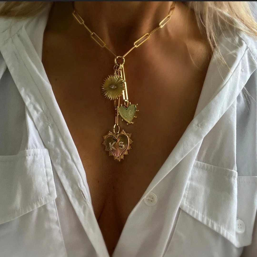 Personalised Protection Link Necklace, Initial Charm Necklace, Protection Necklace,lucky Charms N... | Etsy (US)