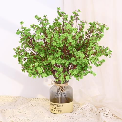 Yastouay 10 Pcs St Patricks Day Decorations, Silk Green Flowers Babys Breath Flowers Artificial Bulk, Spring Fowers Artificial for Decoration for DIY Home Centerpiece Table Decor | Amazon (US)