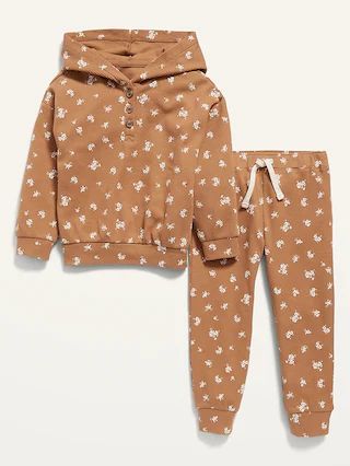 Thermal-Knit Henley Hoodie and Sweatpants Set for Toddler Girls | Old Navy (US)