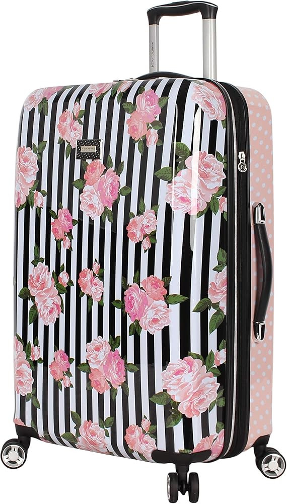 Betsey Johnson 26 Inch Checked Luggage Collection - Expandable Scratch Resistant (ABS + PC) Hards... | Amazon (US)