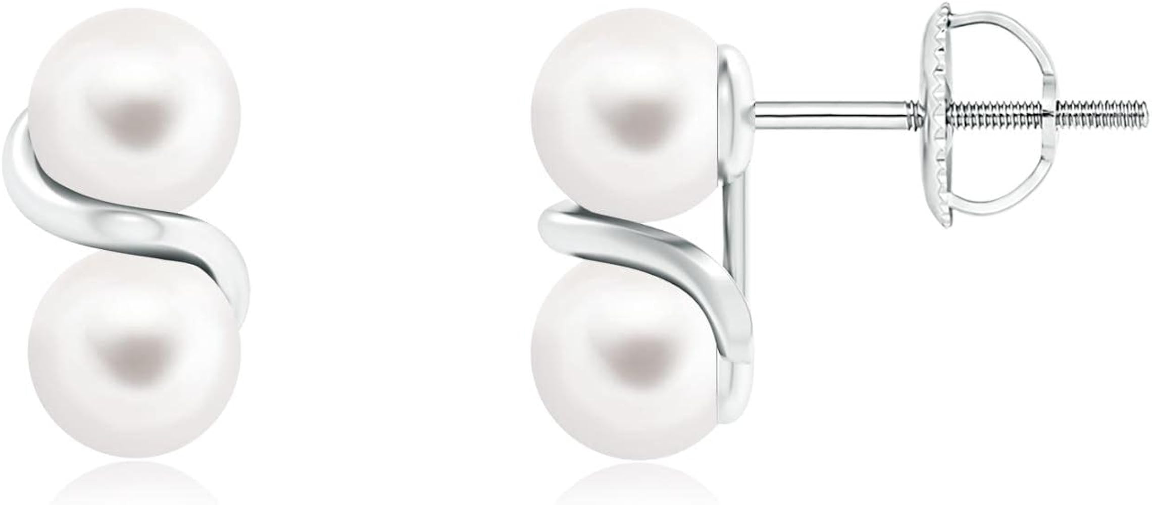 ANGARA Freshwater Cultured Pearl Two Stone Earrings for Women in Sterling Silver / 14K Solid Gold... | Amazon (US)