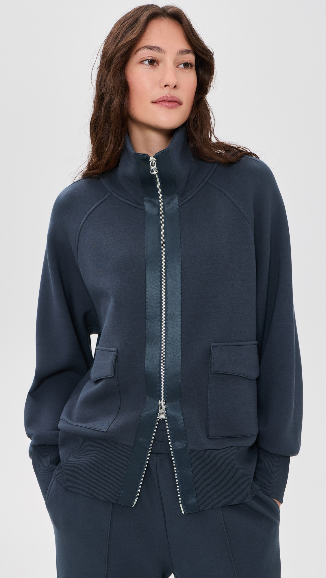 Varley Roxbury Zip Through Sweatshirt Blue Night M | Shopbop