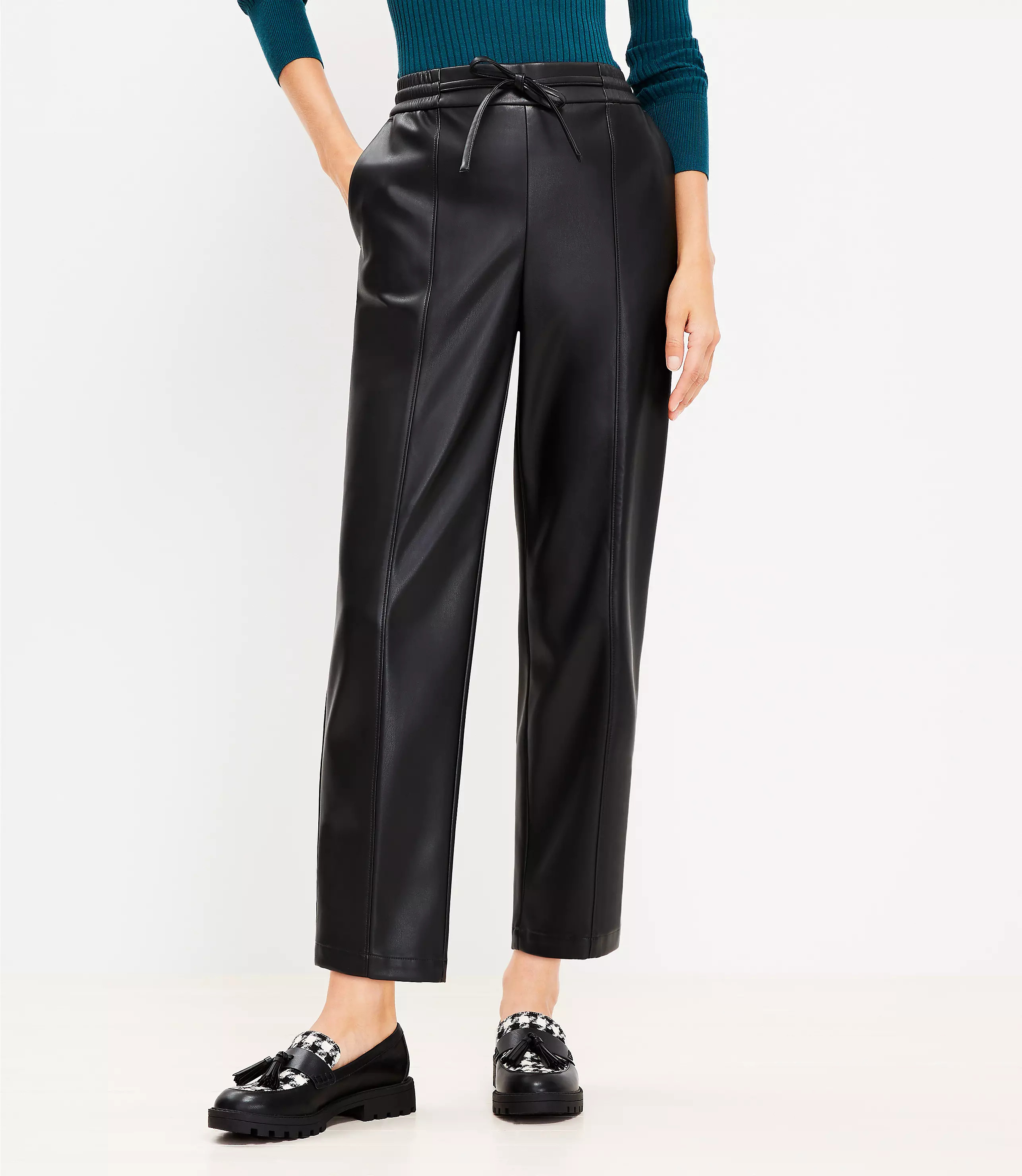 Jogger Pants in Faux Leather | LOFT