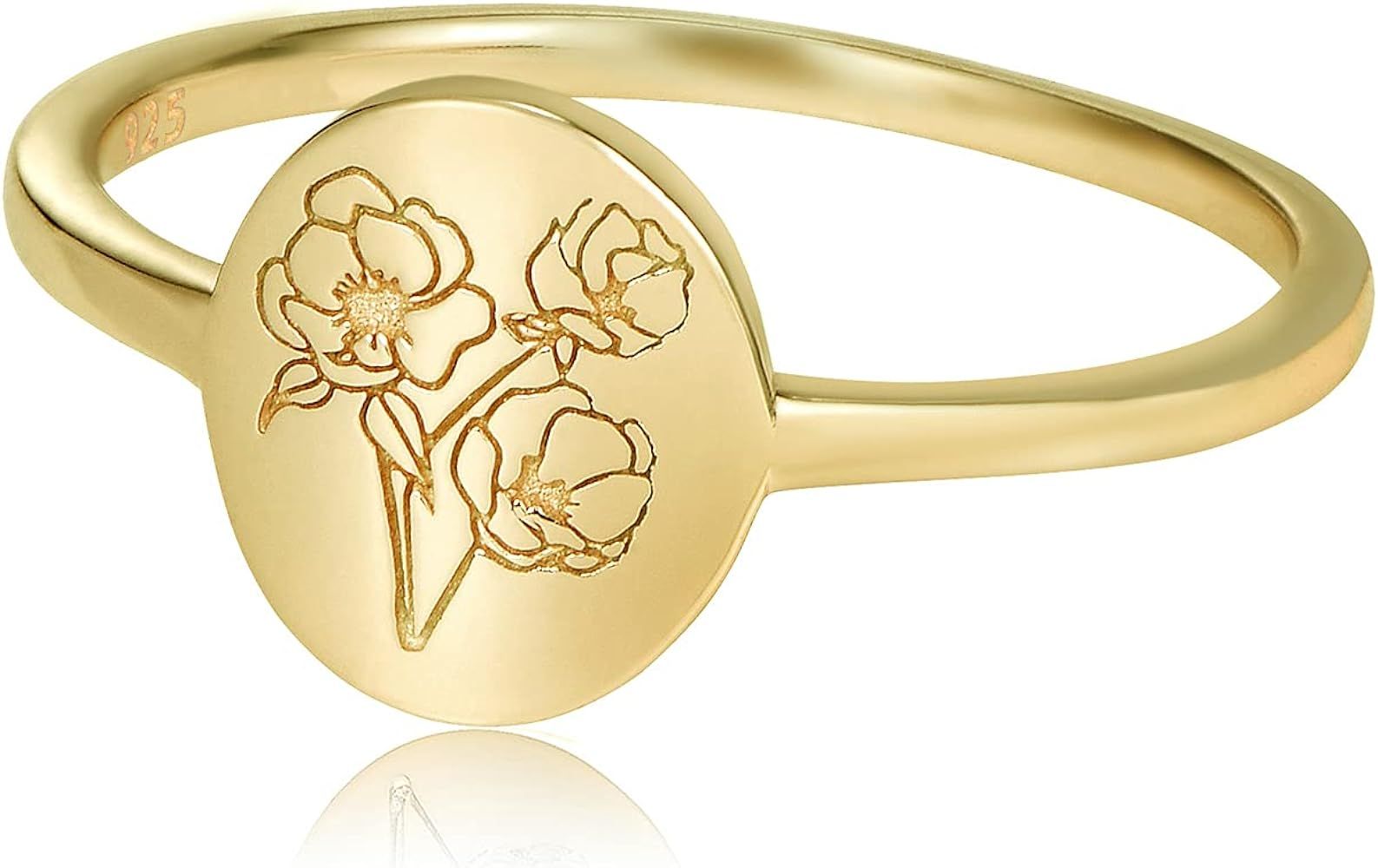 YeGieonr Handmade Flower Signet Ring,18K Gold Ring for Women, Minimalistic Statement Ring with Bo... | Amazon (US)