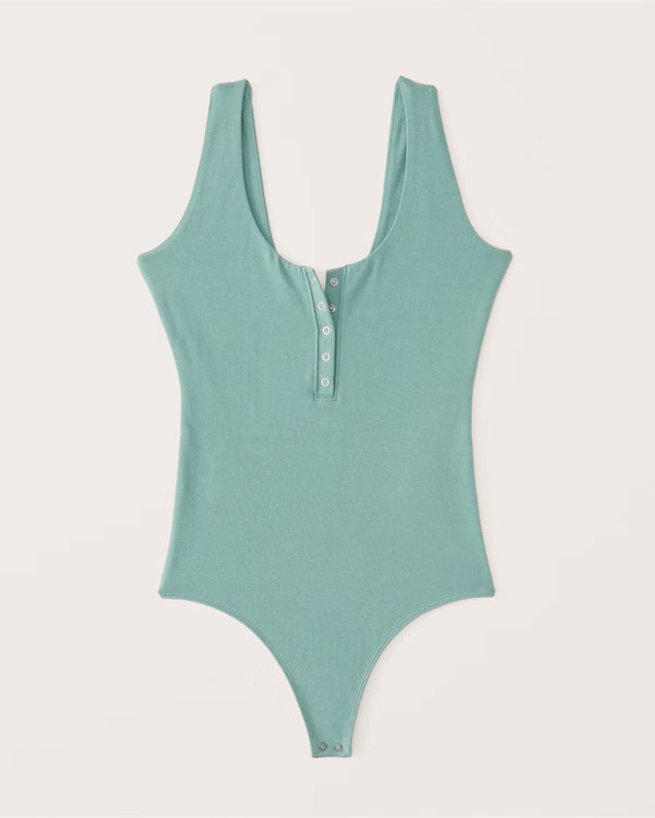 Cotton Seamless Fabric Henley Bodysuit | Abercrombie & Fitch (US)