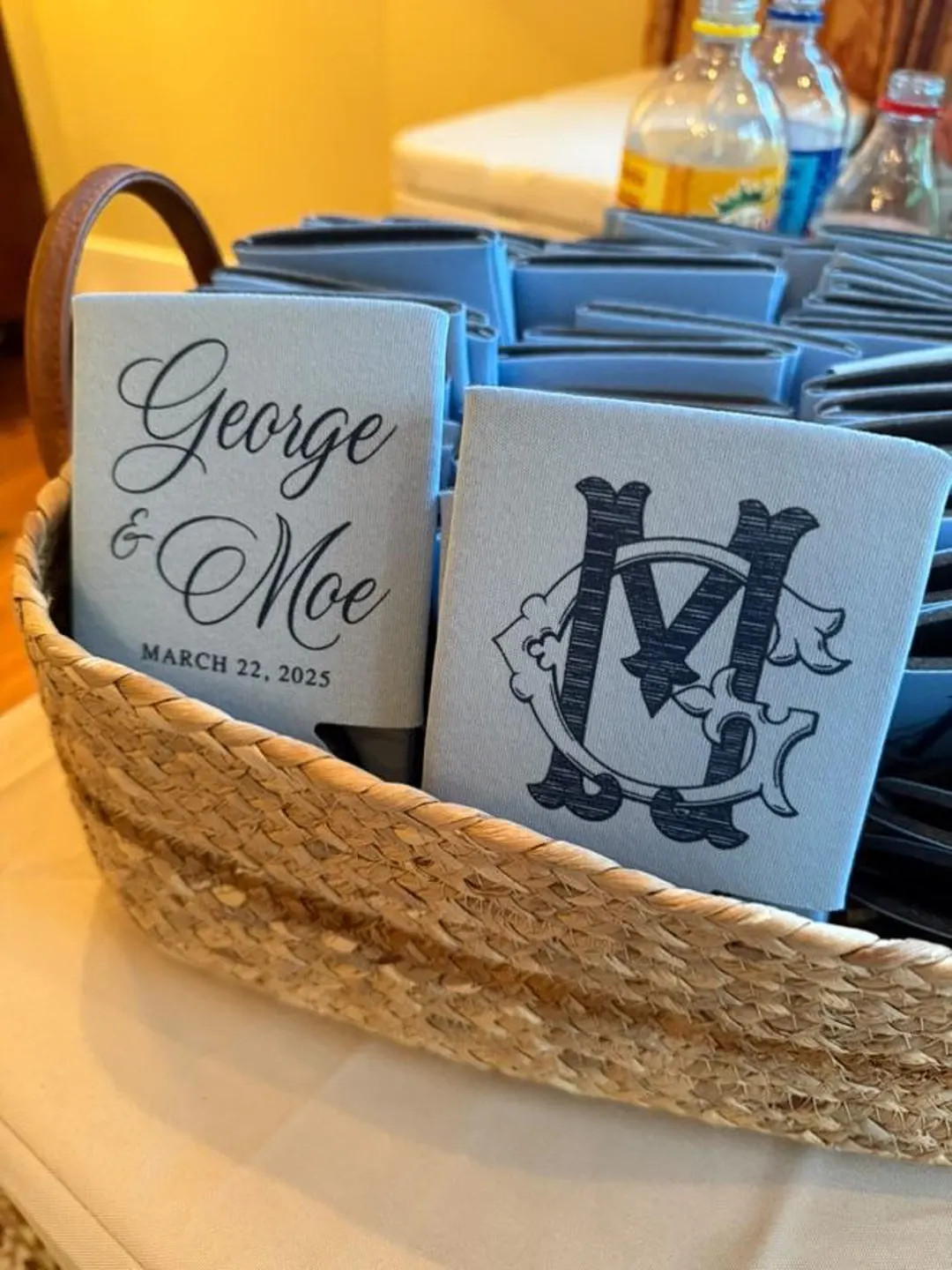 Wedding Can Coolers With Your Crest, Personalized Wedding Coolies, Elegant Can Coolers for Formal... | Etsy (US)