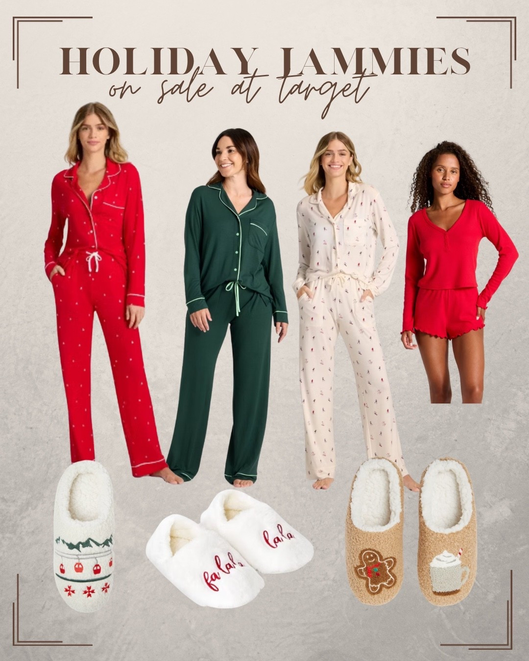 40% off holiday slippers and 30% off holiday pajamas at target 

#LTKSaleAlert #LTKHoliday
