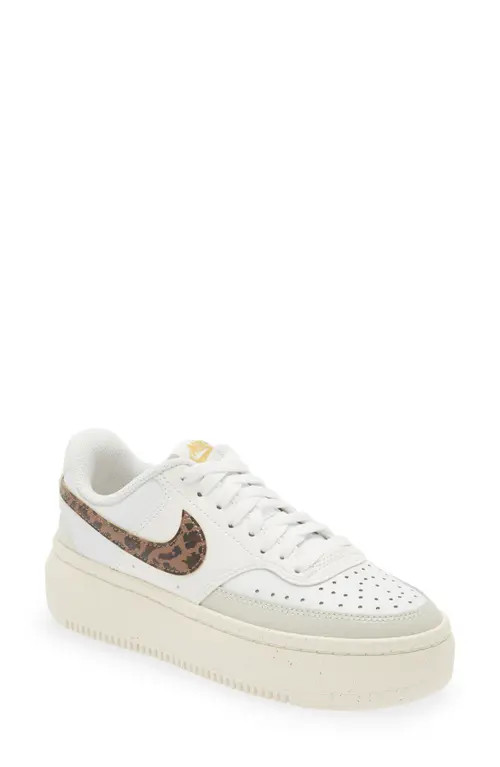 Nike Court Vision Alta Platform Sneaker in White/Brown/Bone/Sail at Nordstrom, Size 7.5 | Nordstrom