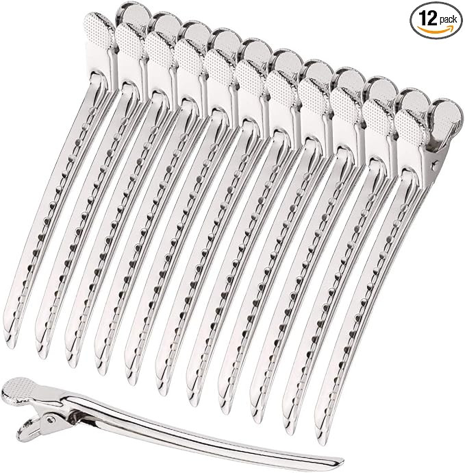 Crocodile Clips Hair, Metal Silver Styling Hair Clips, with Holes Professional for Salon Sectioni... | Amazon (UK)