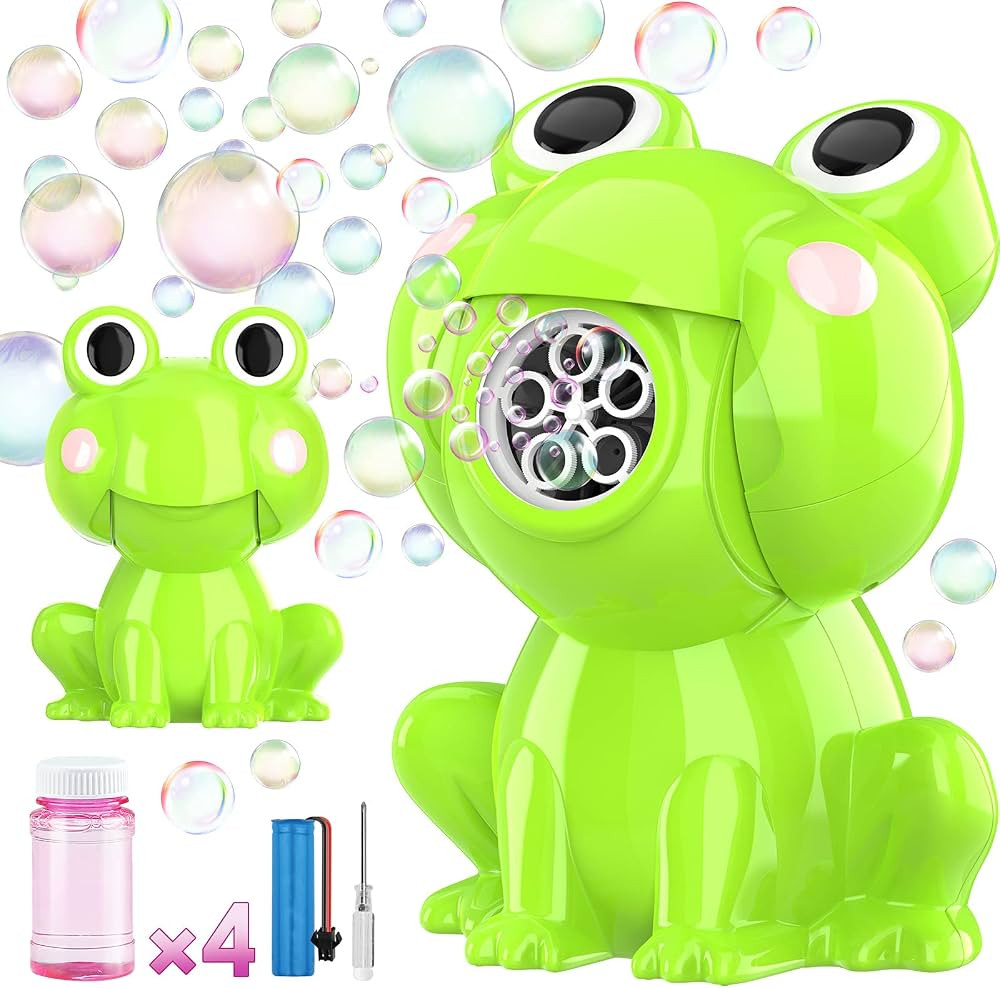 SplashNSpray Bubble Machine for Kids, Automatic Rechargeable Frog Bubble Maker with Solutions for... | Amazon (US)