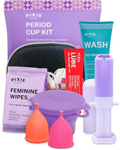 Pixie Menstrual Cup Kit - Best Period Cup Starter Kit for Feminine Care - Proven to Be What You Need to Become A Successful Cup User - 100% Medical-Grade Silicone - Tampon Alternative | Amazon (US)