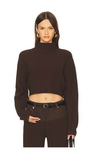 SEROYA Carmen Mid Cropped Sweater in Brown. - size L | Revolve Clothing (Global)
