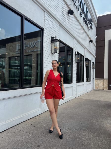 I love a matching set because it literally takes no planning and looks so elevated and put together. I love the pop of red for spring and summer and the material is so lightweight for this season 🍓💋🍒

#LTKSeasonal #LTKStyleTip #LTKFindsUnder50
