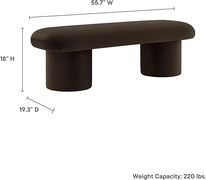 Modway Orla Performance Velvet Upholstered Bench in Chocolate Brown | Amazon (US)