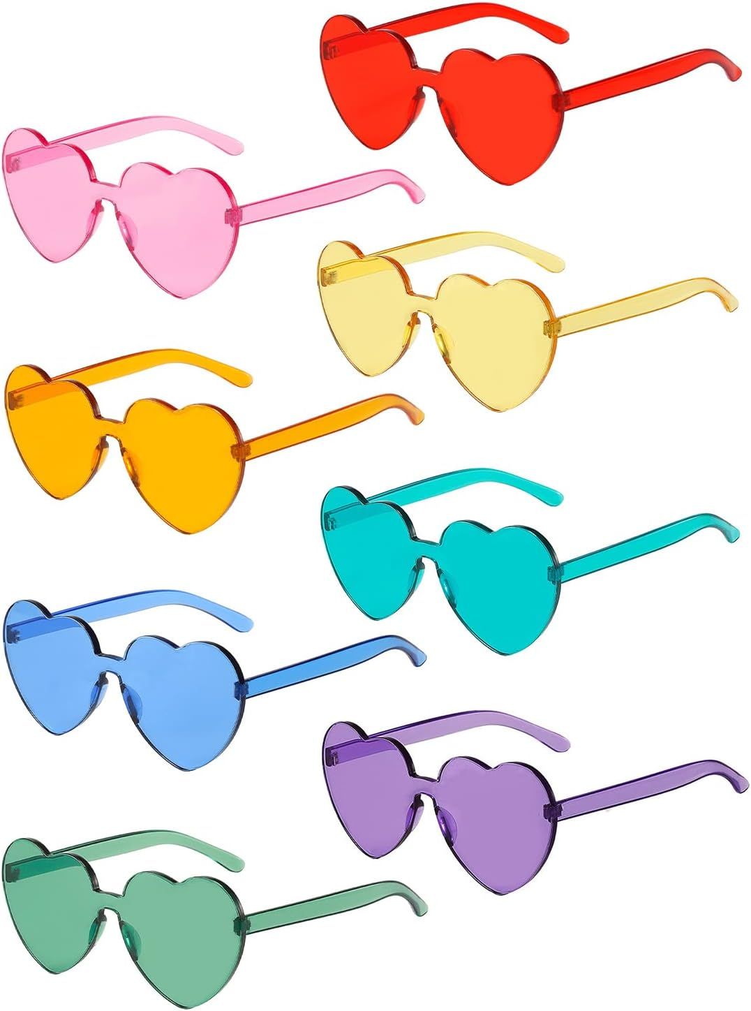 Dllween 8/12 Pairs Heart Sunglasses for Women, Trendy Rimless Transparent Candy Color Heart Glass... | Amazon (US)