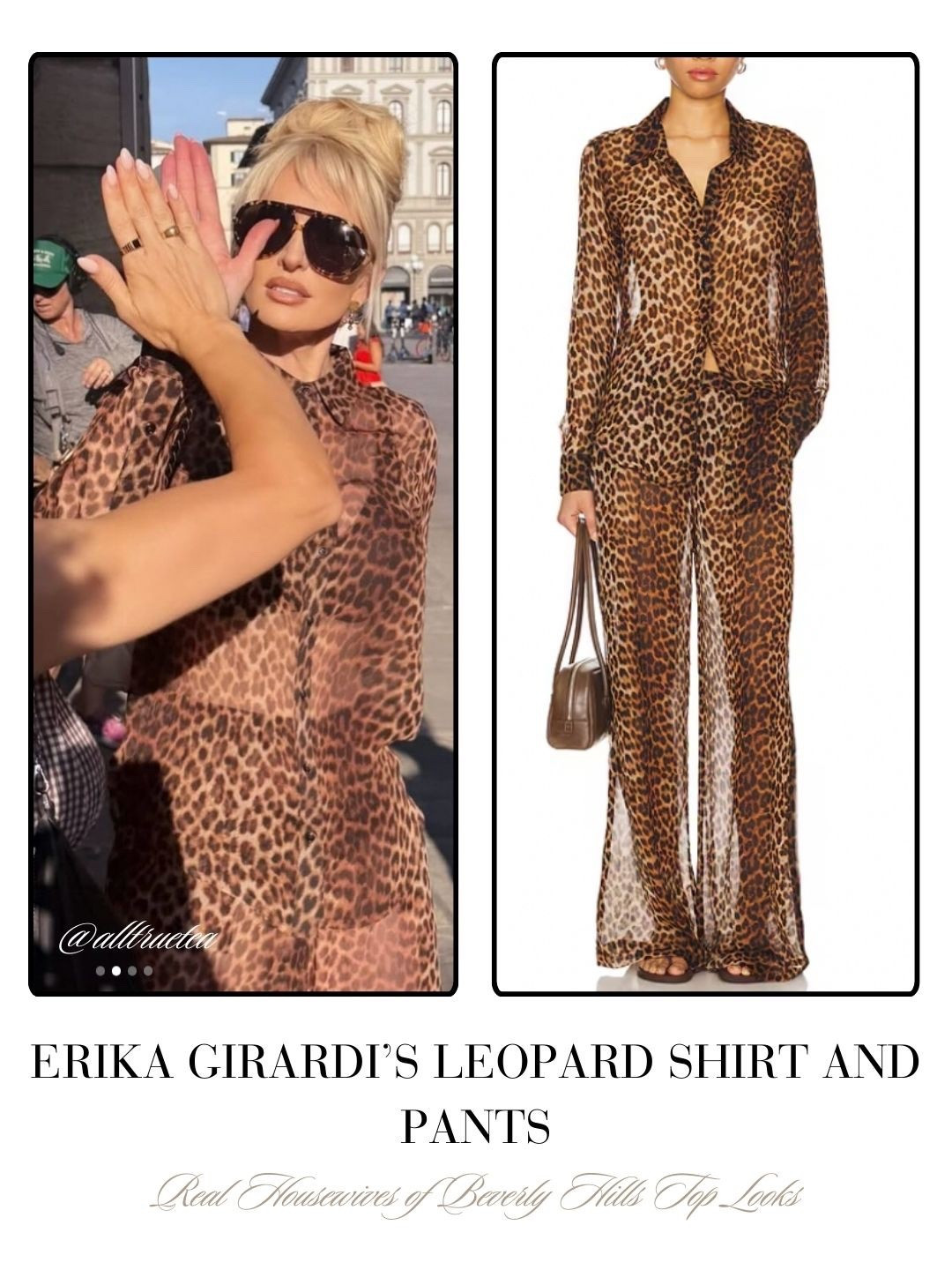 Erika Girardi’s Leopard Shirt and Pants 📸 = @alltruetea 