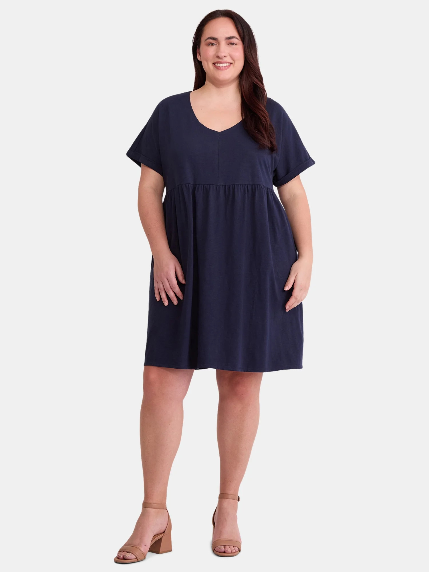 Terra & Sky Women's Plus Size Cotton Knit Babydoll Dress, Sizes 0X-5X | Walmart (US)