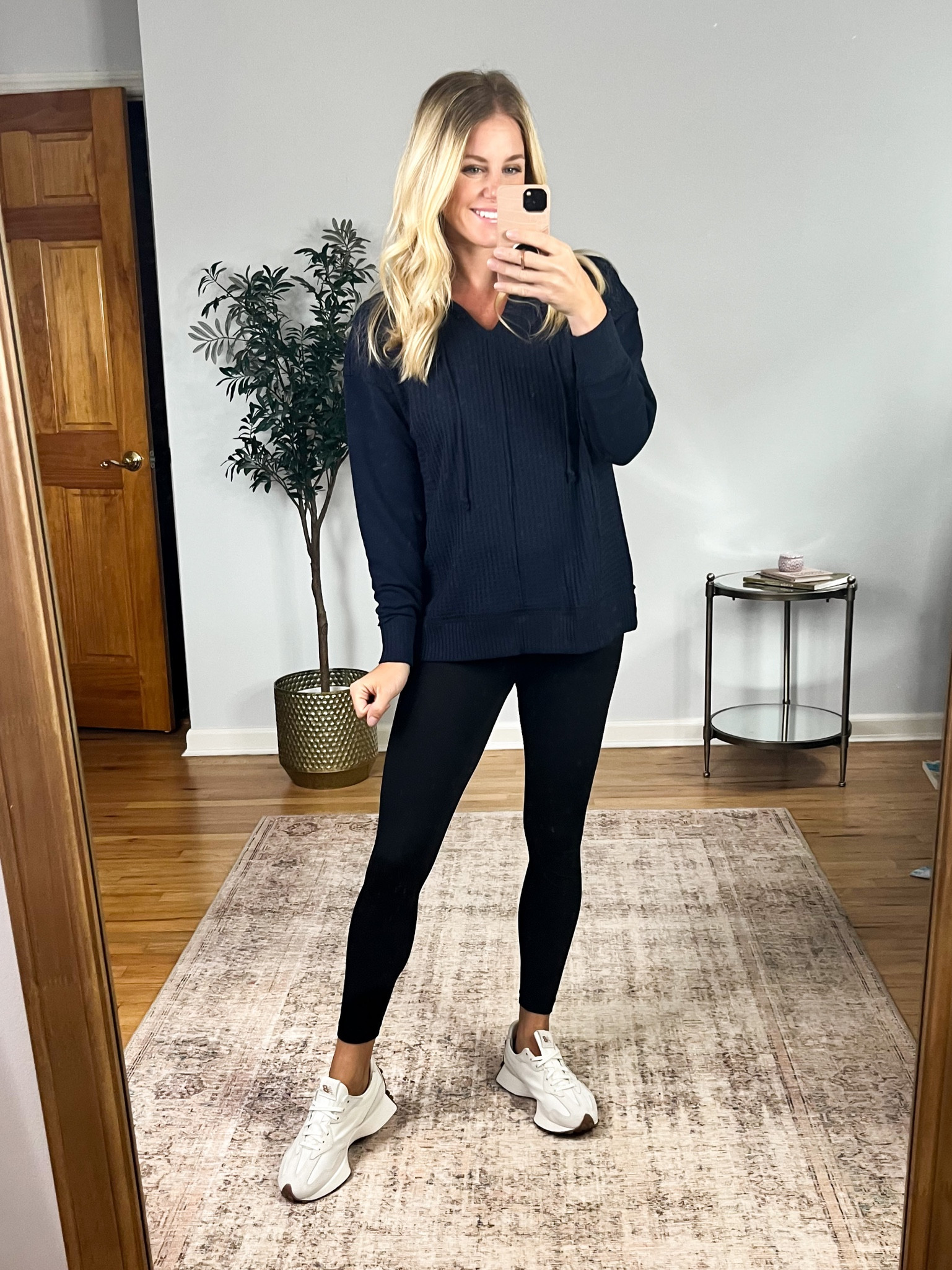 Super cute waffle knit hoodie from Walmart. Wearing size small but could size up to a medium  

#LTKsalealert #LTKunder50 #LTKFind