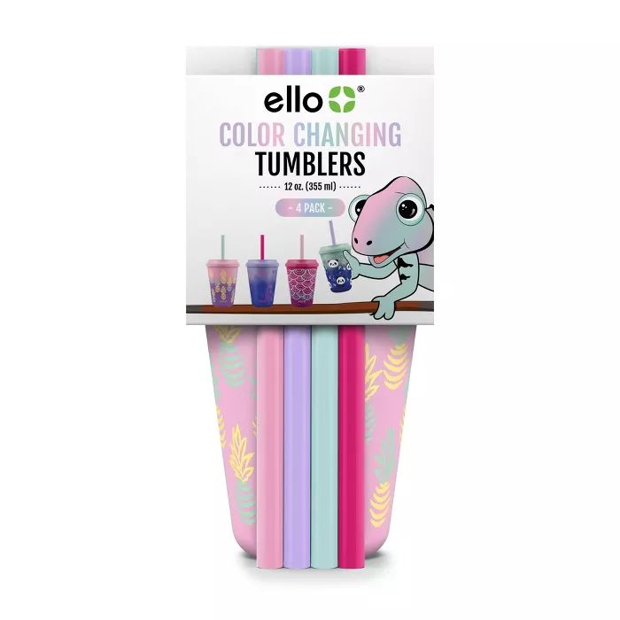 Ello Plastic 12oz 4pk Chameleon Color Changing Kids Cups Purple | Target