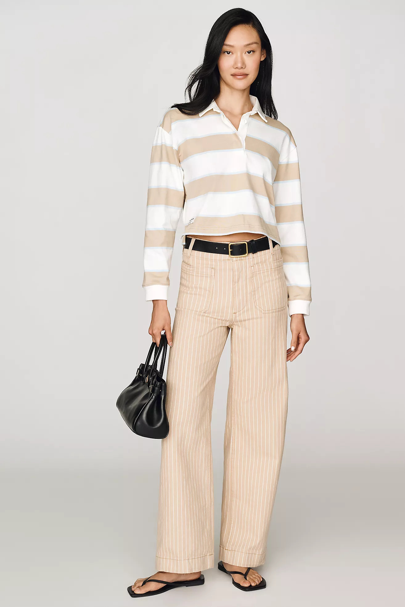 Colette Striped Full-Length Wide-Leg Pants by Maeve | Anthropologie (US)