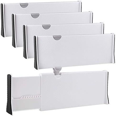 Rapturous 4 Pack Drawer Dividers – 5 Inch High and Expandable from 13-22 Inches, Dresser Drawer Orga | Amazon (US)