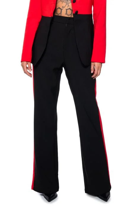 34TH STREET COLORBLOCK WIDE LEG TROUSER in black red | AKIRA