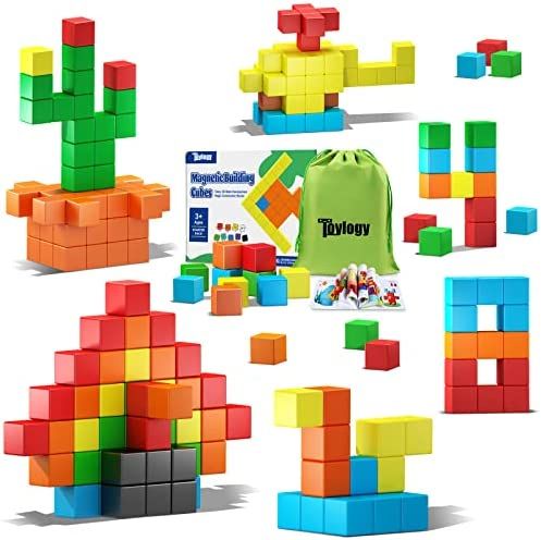 48PCS Magnetic Blocks for Toddlers Toys, Large Magnetic Cube Toys for Sensory STEM Education Pres... | Amazon (US)